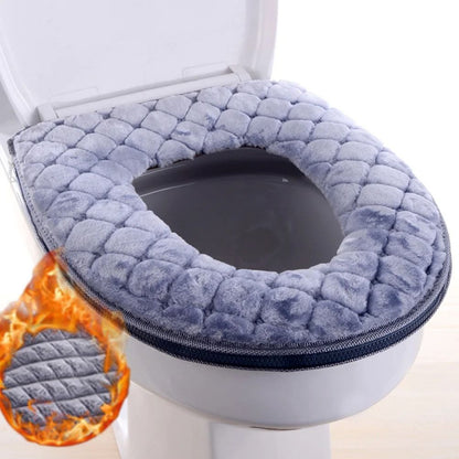 Plush Washable Toilet Seat Cover Cushion O Shape Warm Soft Lid Pad