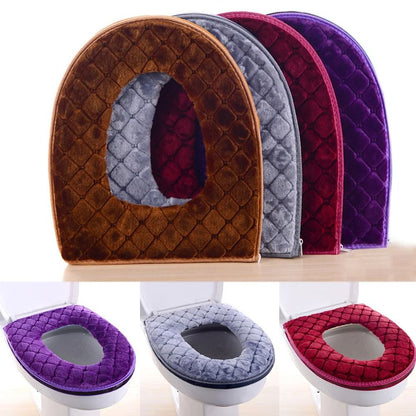 Plush Washable Toilet Seat Cover Cushion O Shape Warm Soft Lid Pad