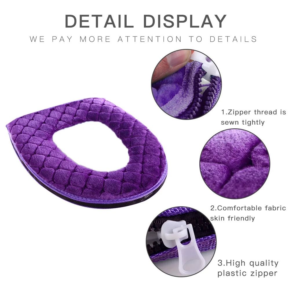 Plush Washable Toilet Seat Cover Cushion O Shape Warm Soft Lid Pad