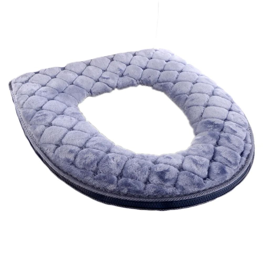 Plush Washable Toilet Seat Cover Cushion O Shape Warm Soft Lid Pad