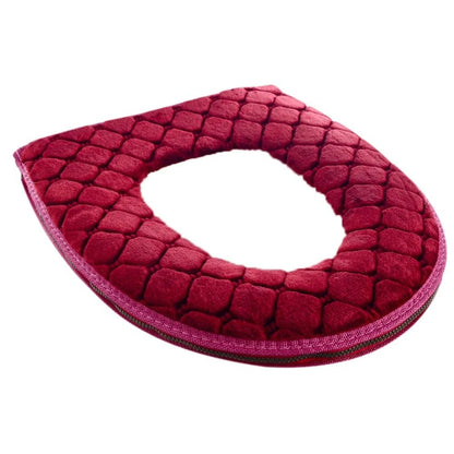 Plush Washable Toilet Seat Cover Cushion O Shape Warm Soft Lid Pad