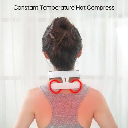 4 Head USB Rechargeable Neck Massager with Voice Guidance and Heating Function for Cervical Relief
