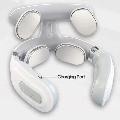 4 Head USB Rechargeable Neck Massager with Voice Guidance and Heating Function for Cervical Relief