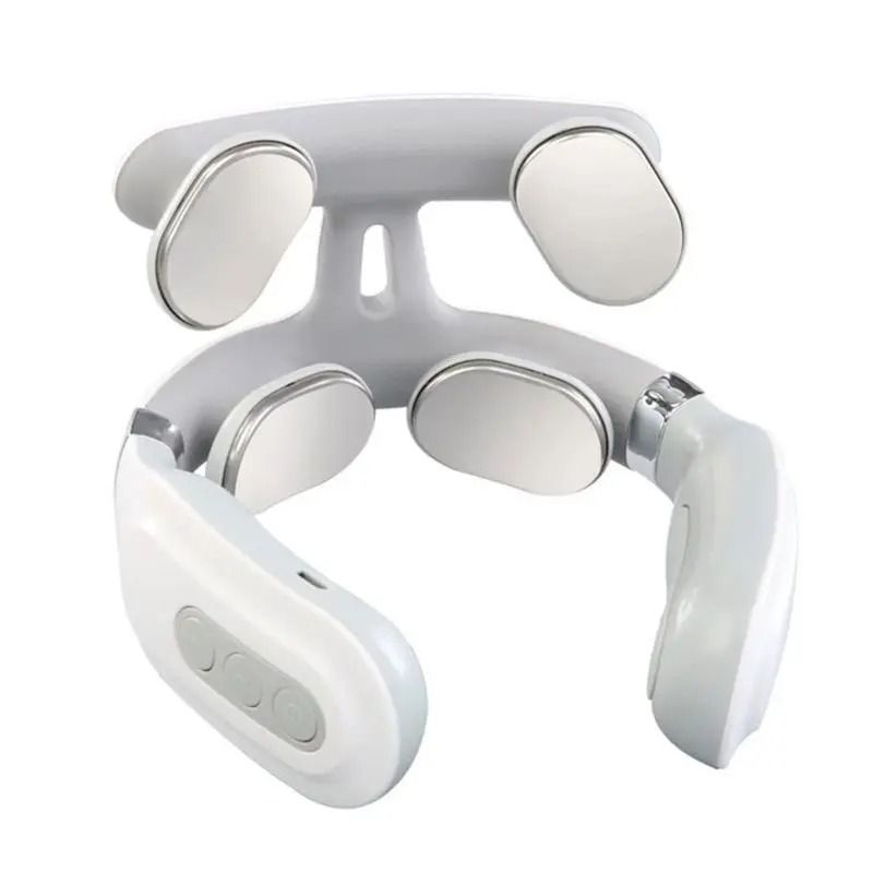 4 Head USB Rechargeable Neck Massager with Voice Guidance and Heating Function for Cervical Relief