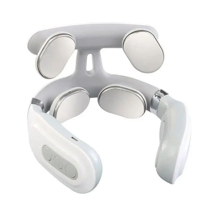 4 Head USB Rechargeable Neck Massager with Voice Guidance and Heating Function for Cervical Relief