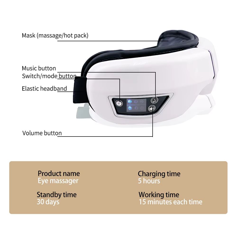 Smart Vibration Eye Massager with Heat & Airbag Compression for Dark Circles and Eye Fatigue Relief