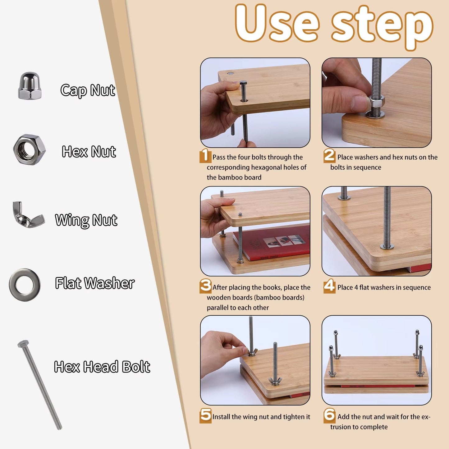 Complete Bookbinding Tools Set with Bone Folder, Waxed Thread, and Paulownia Wood Portable Binding Press