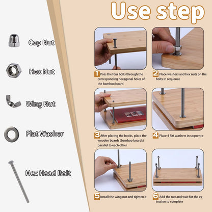 Complete Bookbinding Tools Set with Bone Folder, Waxed Thread, and Paulownia Wood Portable Binding Press