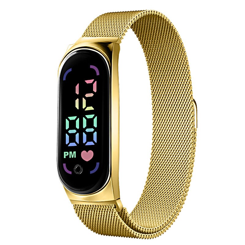 Waterproof Digital LED Watch for Women 2024, Magnetic Strap, Stylish Touch Screen Feminine Clock Gift Idea