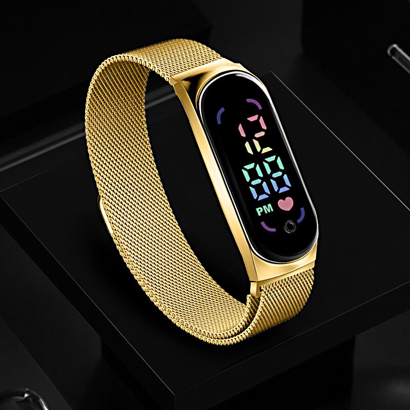 Waterproof Digital LED Watch for Women 2024, Magnetic Strap, Stylish Touch Screen Feminine Clock Gift Idea