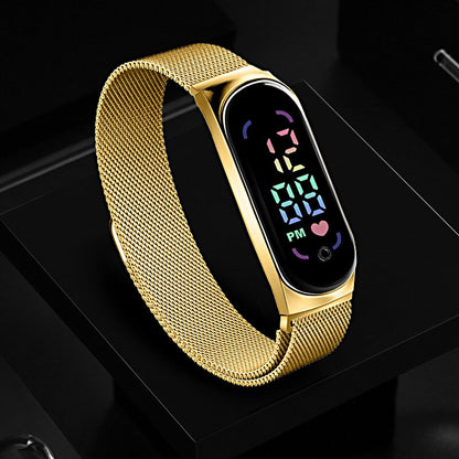 Waterproof Digital LED Watch for Women 2024, Magnetic Strap, Stylish Touch Screen Feminine Clock Gift Idea