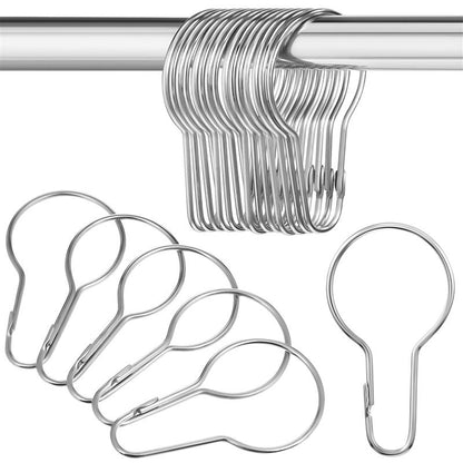 20 pcs Shower Curtain Hooks, Rustproof Gourd Shaped Glide Roller Rings for Bathroom Rods & Hanging Curtain Buckles