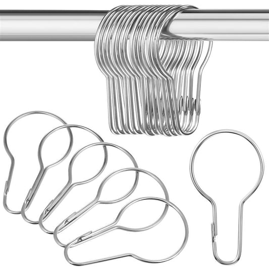 20 pcs Shower Curtain Hooks, Rustproof Gourd Shaped Glide Roller Rings for Bathroom Rods & Hanging Curtain Buckles
