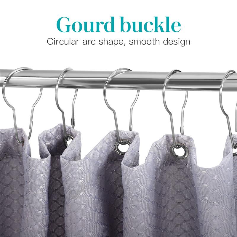 20 pcs Shower Curtain Hooks, Rustproof Gourd Shaped Glide Roller Rings for Bathroom Rods & Hanging Curtain Buckles