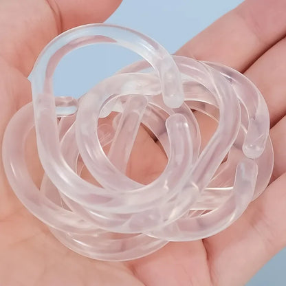 Transparent Shower Curtain Rings, C-Type Hooks Reusable Bathroom Curtain Hangers Rust-Proof Plastic Clips