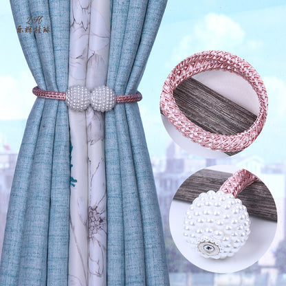 4Pcs Magnetic Curtain Clip, Pearl Ball Curtains Holder Tieback, Room Accessories for Home Decor, Hanging Ball Buckle