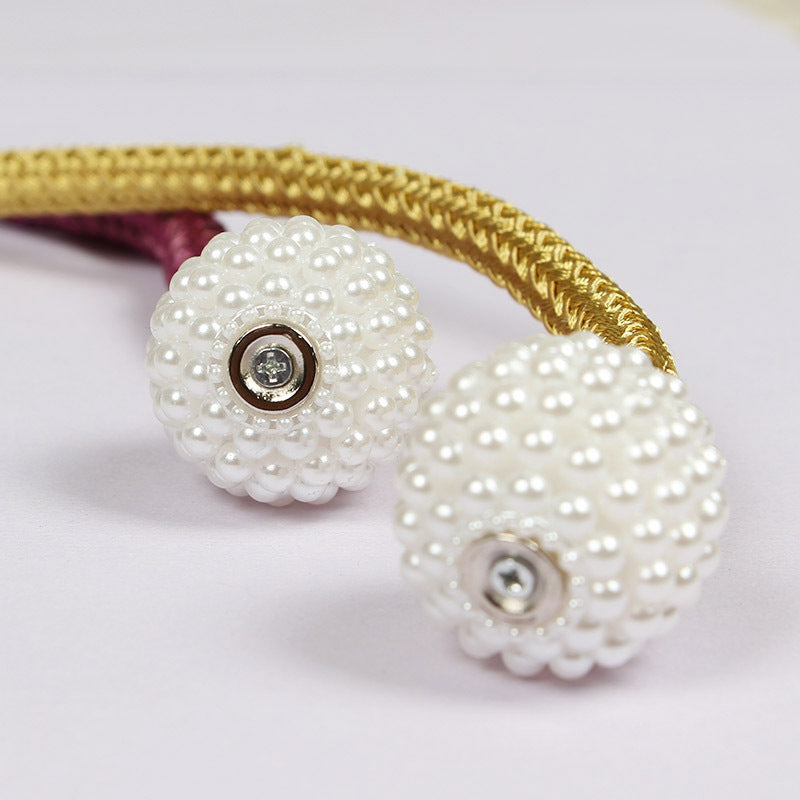 4Pcs Magnetic Curtain Clip, Pearl Ball Curtains Holder Tieback, Room Accessories for Home Decor, Hanging Ball Buckle