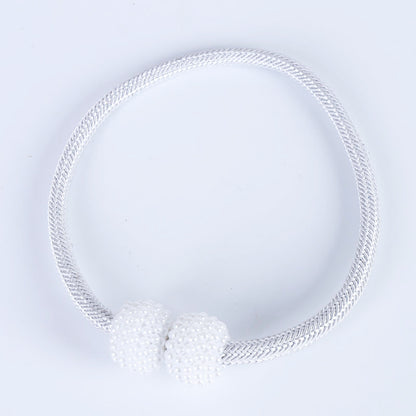 4Pcs Magnetic Curtain Clip, Pearl Ball Curtains Holder Tieback, Room Accessories for Home Decor, Hanging Ball Buckle