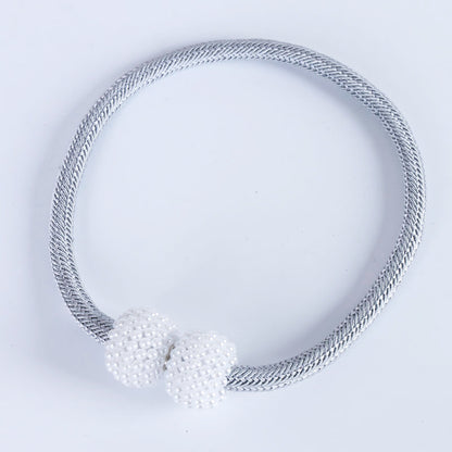 4Pcs Magnetic Curtain Clip, Pearl Ball Curtains Holder Tieback, Room Accessories for Home Decor, Hanging Ball Buckle