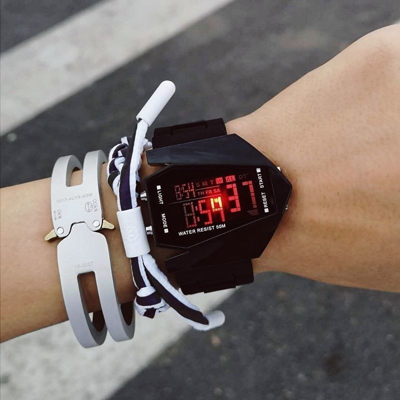 Aircraft Style Kids Digital Sports Watch Multi Function Student Wristwatch