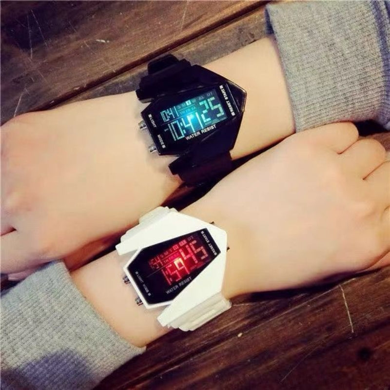 Aircraft Style Kids Digital Sports Watch Multi Function Student Wristwatch