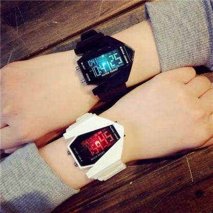 Aircraft Style Kids Digital Sports Watch Multi Function Student Wristwatch