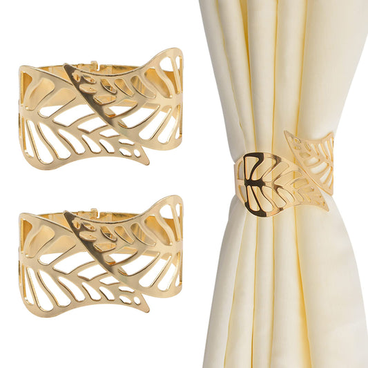 Creative Leaf Shape Metal Curtain Tiebacks, Adjustable Curtain Clip & Decorative Drapes Hook for Elegant Home Styling