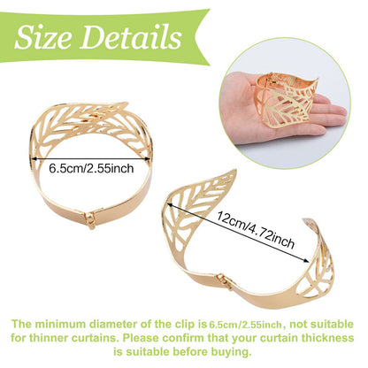 Creative Leaf Shape Metal Curtain Tiebacks, Adjustable Curtain Clip & Decorative Drapes Hook for Elegant Home Styling