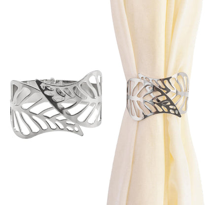 Creative Leaf Shape Metal Curtain Tiebacks, Adjustable Curtain Clip & Decorative Drapes Hook for Elegant Home Styling