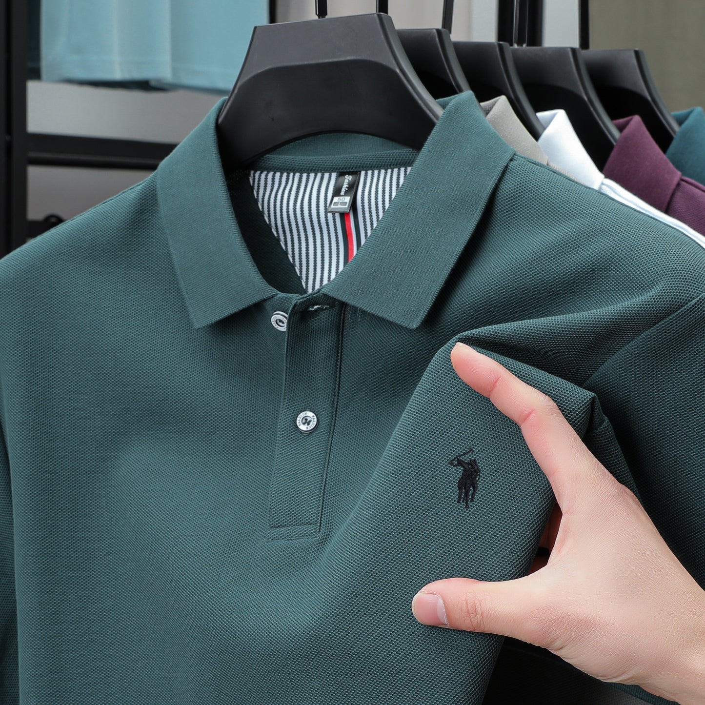Luxury Cotton Polo Shirt for Men Business Casual Embroidered Summer Tee
