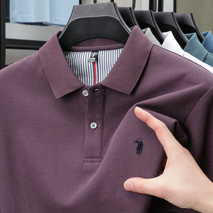 Luxury Cotton Polo Shirt for Men Business Casual Embroidered Summer Tee