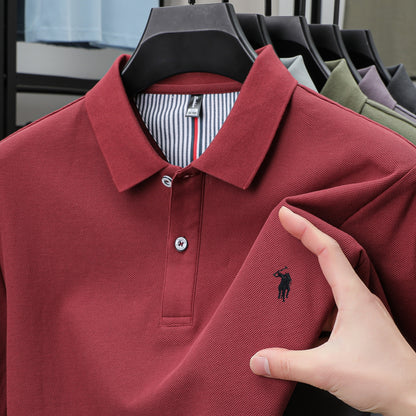 Luxury Cotton Polo Shirt for Men Business Casual Embroidered Summer Tee