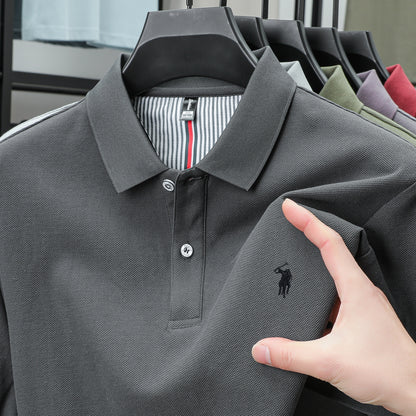 Luxury Cotton Polo Shirt for Men Business Casual Embroidered Summer Tee
