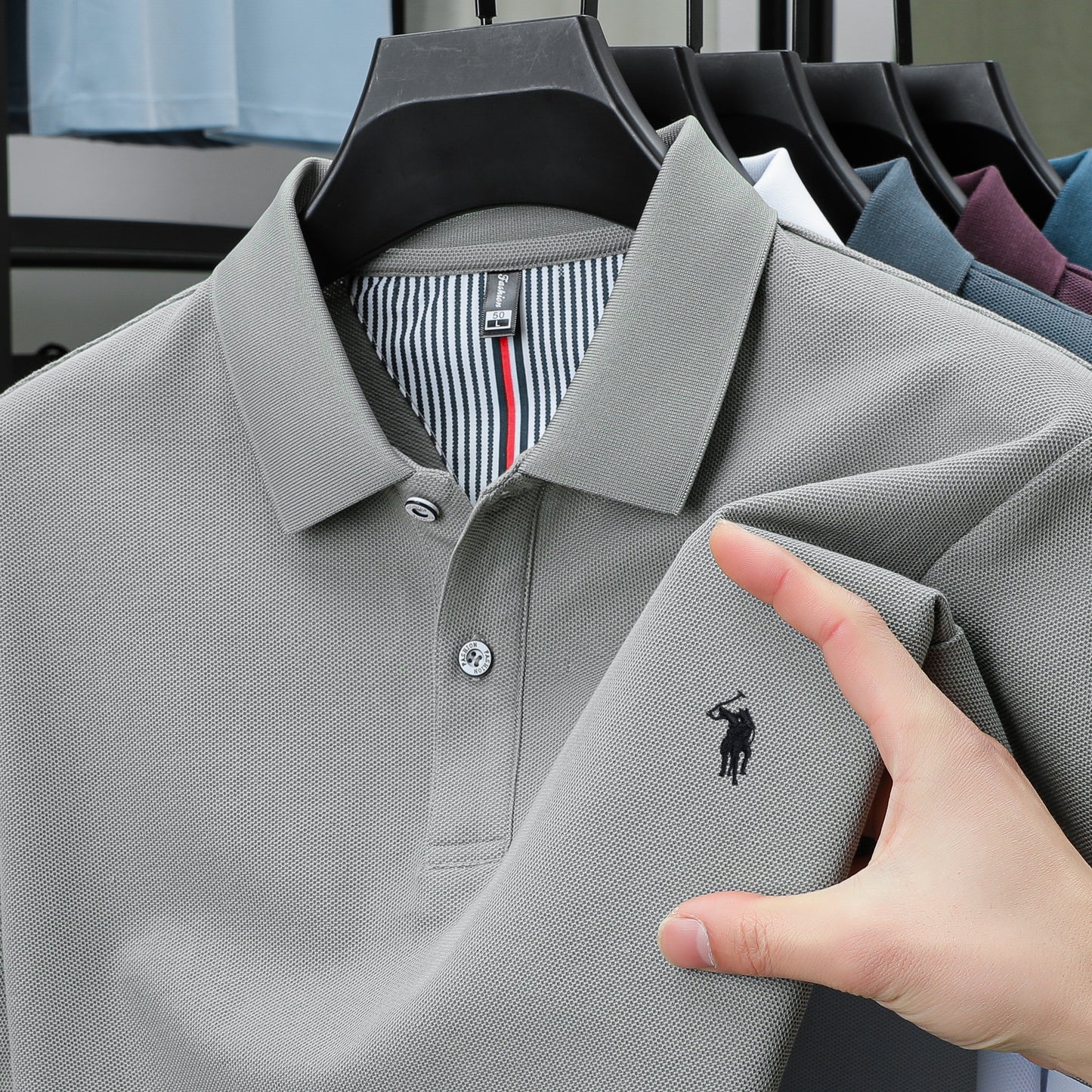Luxury Cotton Polo Shirt for Men Business Casual Embroidered Summer Tee