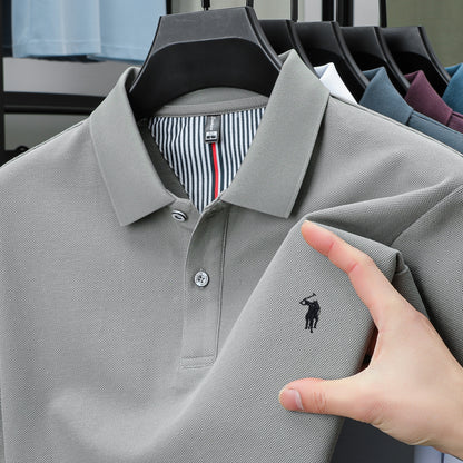 Luxury Cotton Polo Shirt for Men Business Casual Embroidered Summer Tee