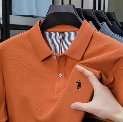 Luxury Cotton Polo Shirt for Men Business Casual Embroidered Summer Tee