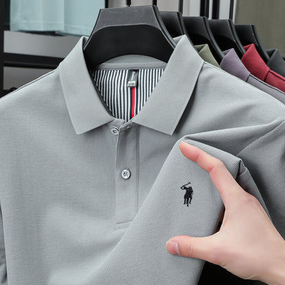 Luxury Cotton Polo Shirt for Men Business Casual Embroidered Summer Tee