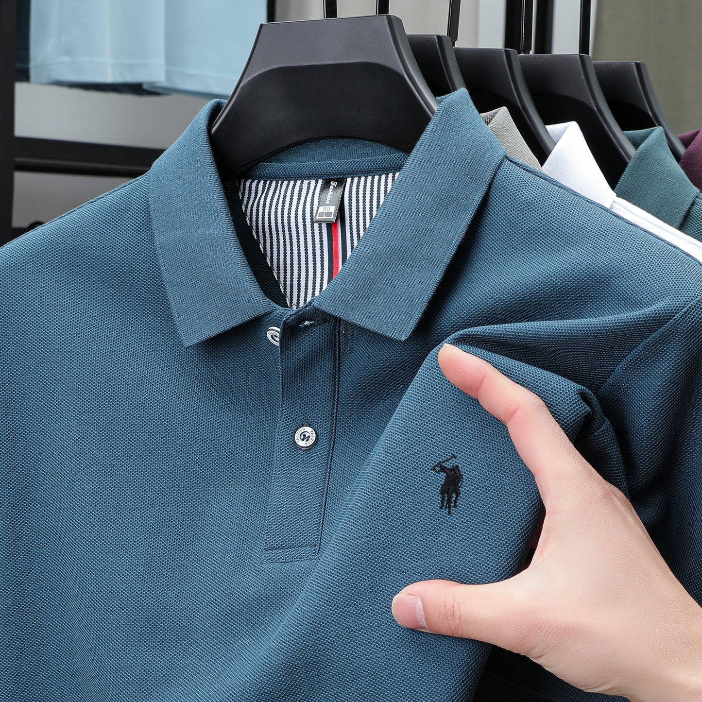 Luxury Cotton Polo Shirt for Men Business Casual Embroidered Summer Tee