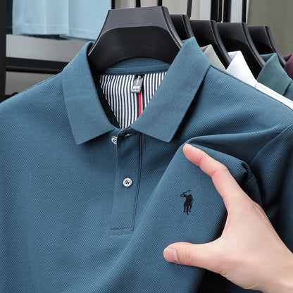 Luxury Cotton Polo Shirt for Men Business Casual Embroidered Summer Tee
