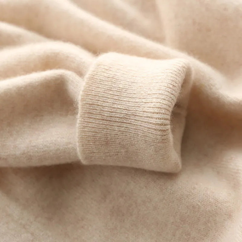 Mens Soft Cashmere Sweater, Autumn Winter Pullover Slim Fit V-Neck Knitted Woolen Knitwear for Business Casual Wear