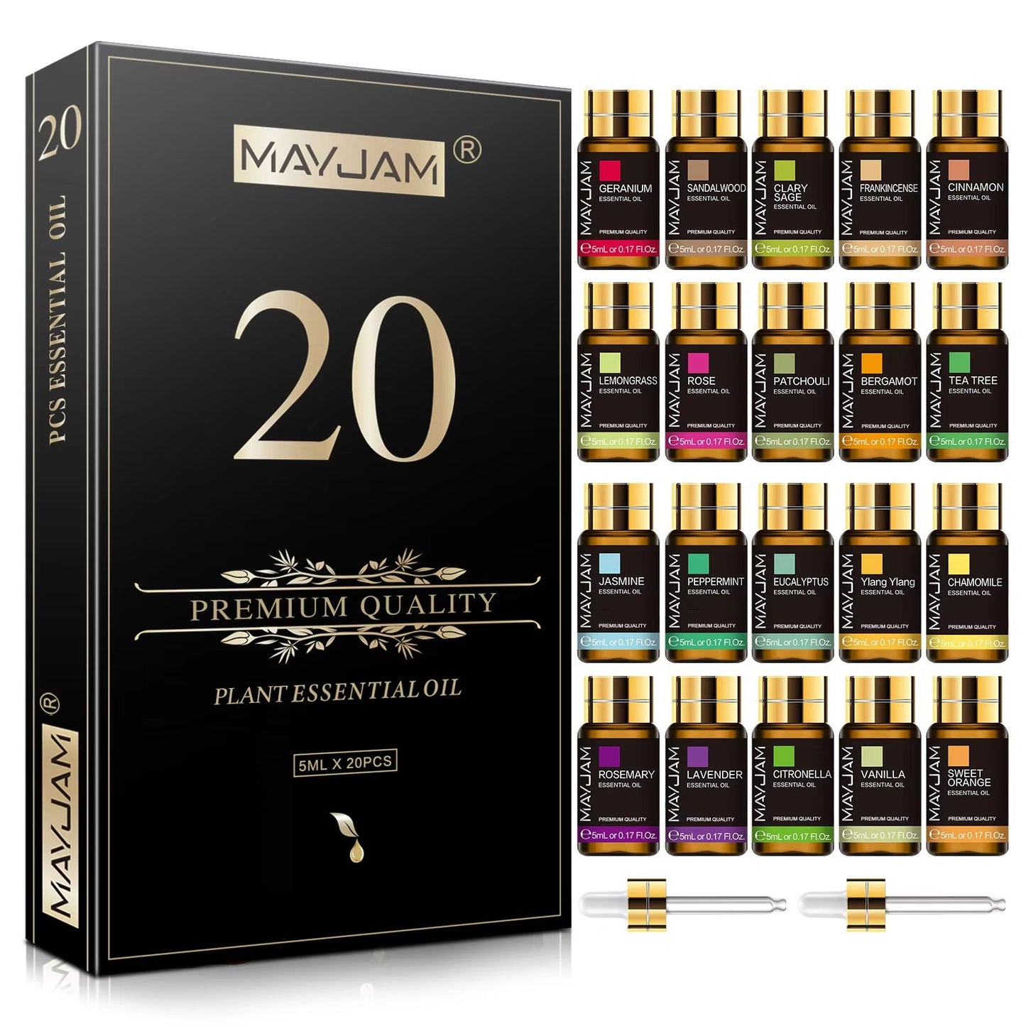 MAYJAM 20PCS Essential Oils Gift Set – Aromatherapy Oils for Diffuser, Candle Making & Home Relaxation
