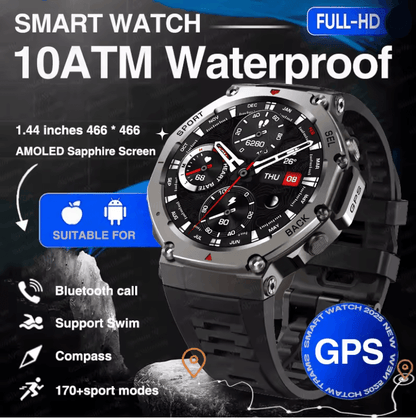 Military Grade Smart Watch with Bluetooth Calling GPS and 10ATM Waterproof Protection
