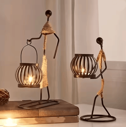 Nordic Abstract Metal Candle Holder Sculpture for Modern Home Decor