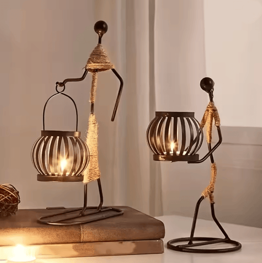 Nordic Abstract Metal Candle Holder Sculpture for Modern Home Decor
