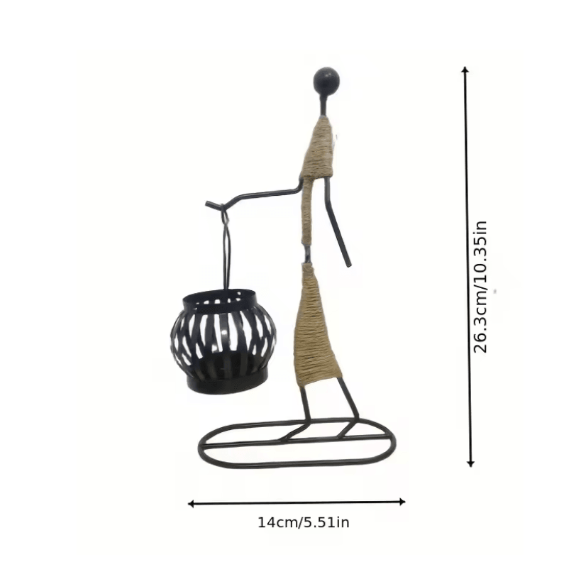 Nordic Abstract Metal Candle Holder Sculpture for Modern Home Decor
