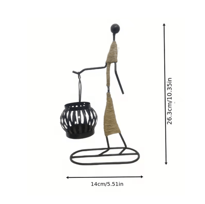 Nordic Abstract Metal Candle Holder Sculpture for Modern Home Decor