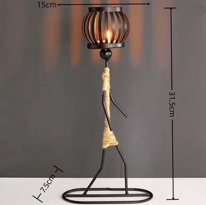 Nordic Abstract Metal Candle Holder Sculpture for Modern Home Decor