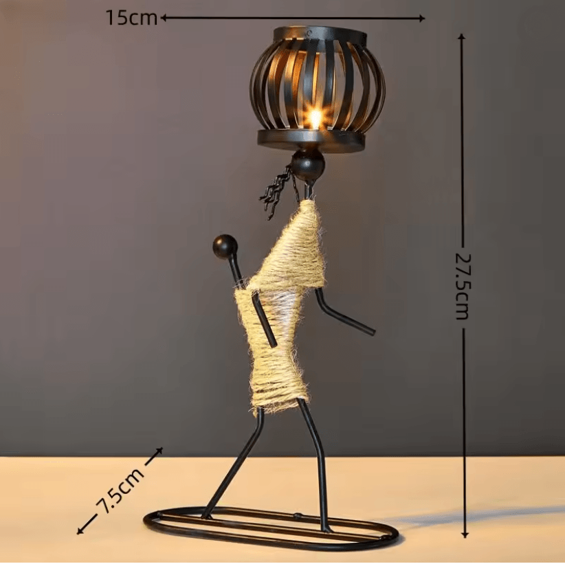 Nordic Abstract Metal Candle Holder Sculpture for Modern Home Decor