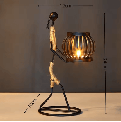Nordic Abstract Metal Candle Holder Sculpture for Modern Home Decor