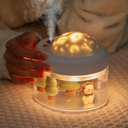 Portable Projection Lamp & Wireless Air Humidifier, USB Rechargeable, Colorful Night Light, Purifying for Home & Car
